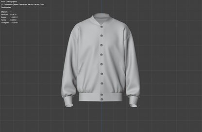 Men's Oversized Varsity Jacket 3d Model Marvelous Designer-Clo3d-fbx-obj-Zprj