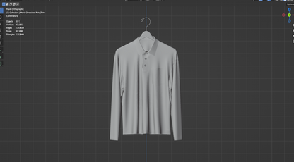Men's Oversized Polo On Hanger 3d Model Marvelous Designer-Clo3d-fbx-obj-Zprj