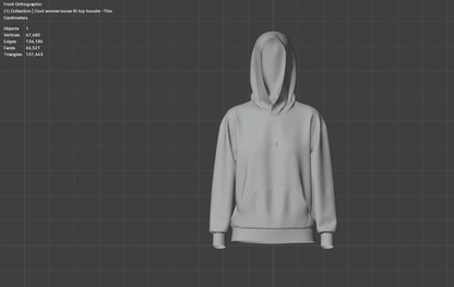 Women Loose Fit Sleeve hoodie 3d Model Marvelous Designer-Clo3d-fbx-obj-Zprj