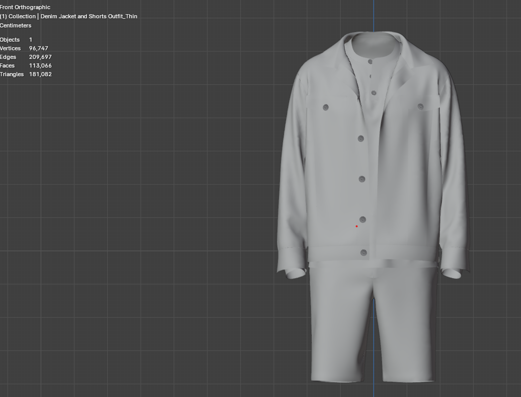 Men's Denim Jacket and Shorts Outfit 3d Model Marvelous Designer-Clo3d-fbx-obj-Zprj