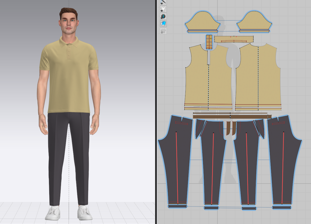 Male Polo and Pant outfit 3d Model Marvelous Designer-Clo3d-fbx-obj-Zprj