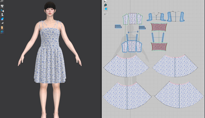 Tie Shoulder Layered Ruched Cami Dress 3d Model Marvelous Designer-Clo3d-fbx-obj-Zprj