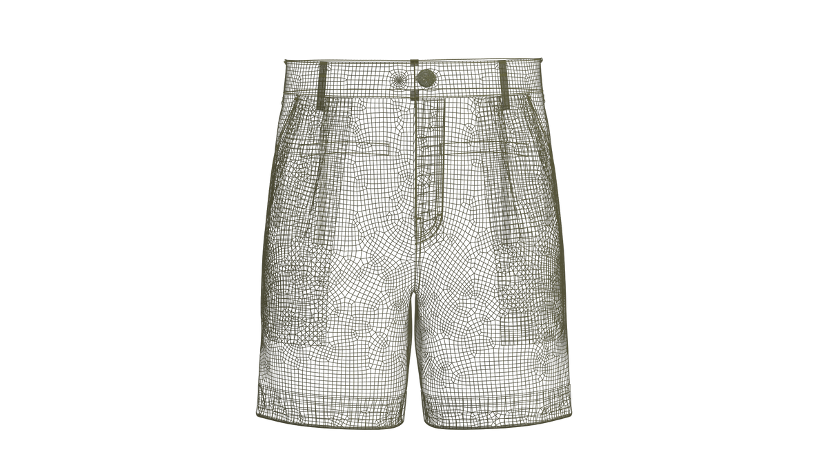 Male Double Pleated Cuffed Shorts 3d Model Marvelous Designer-Clo3d-fbx-obj-Zprj