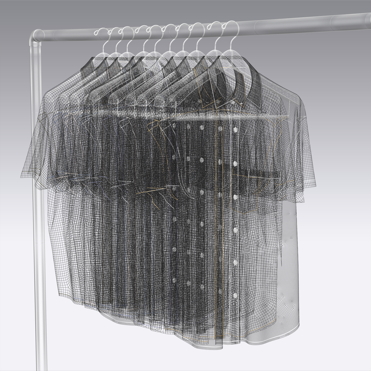 Shirt On Steel Hanger 3d Model Marvelous Designer-Clo3d-fbx-obj-Zprj