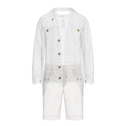 Men's Denim Jacket and Shorts Outfit 3d Model Marvelous Designer-Clo3d-fbx-obj-Zprj