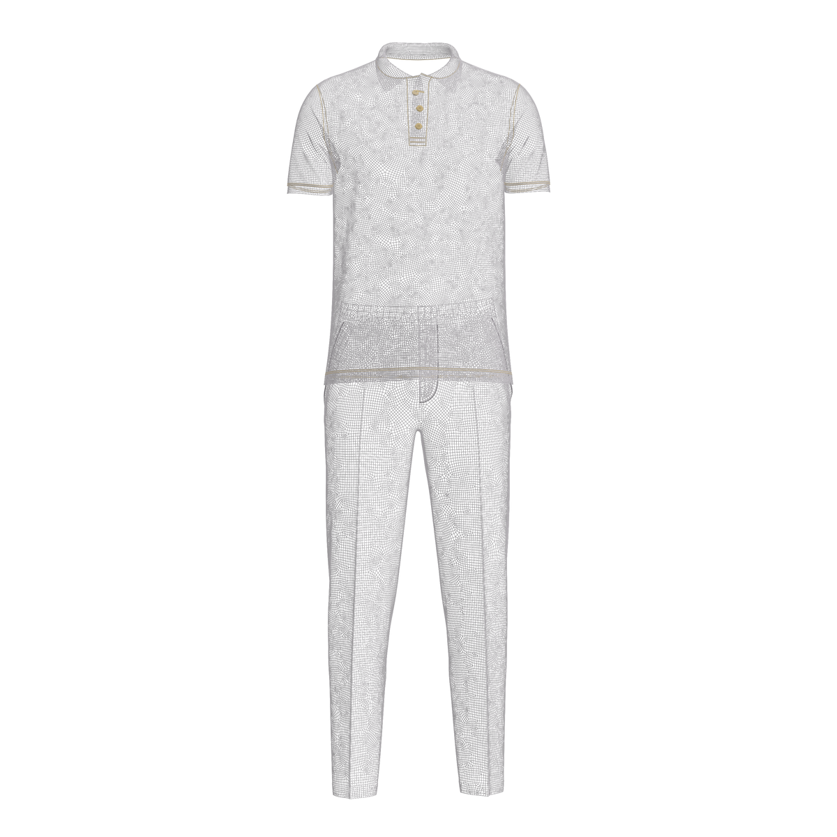 Male Polo and Pant outfit 3d Model Marvelous Designer-Clo3d-fbx-obj-Zprj