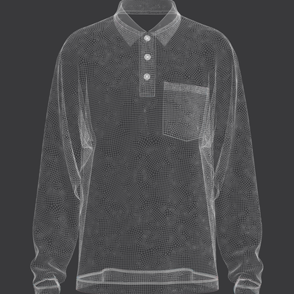 Men's Oversized Full Sleeve Polo 3d Model Marvelous Designer-Clo3d-fbx-obj-Zprj