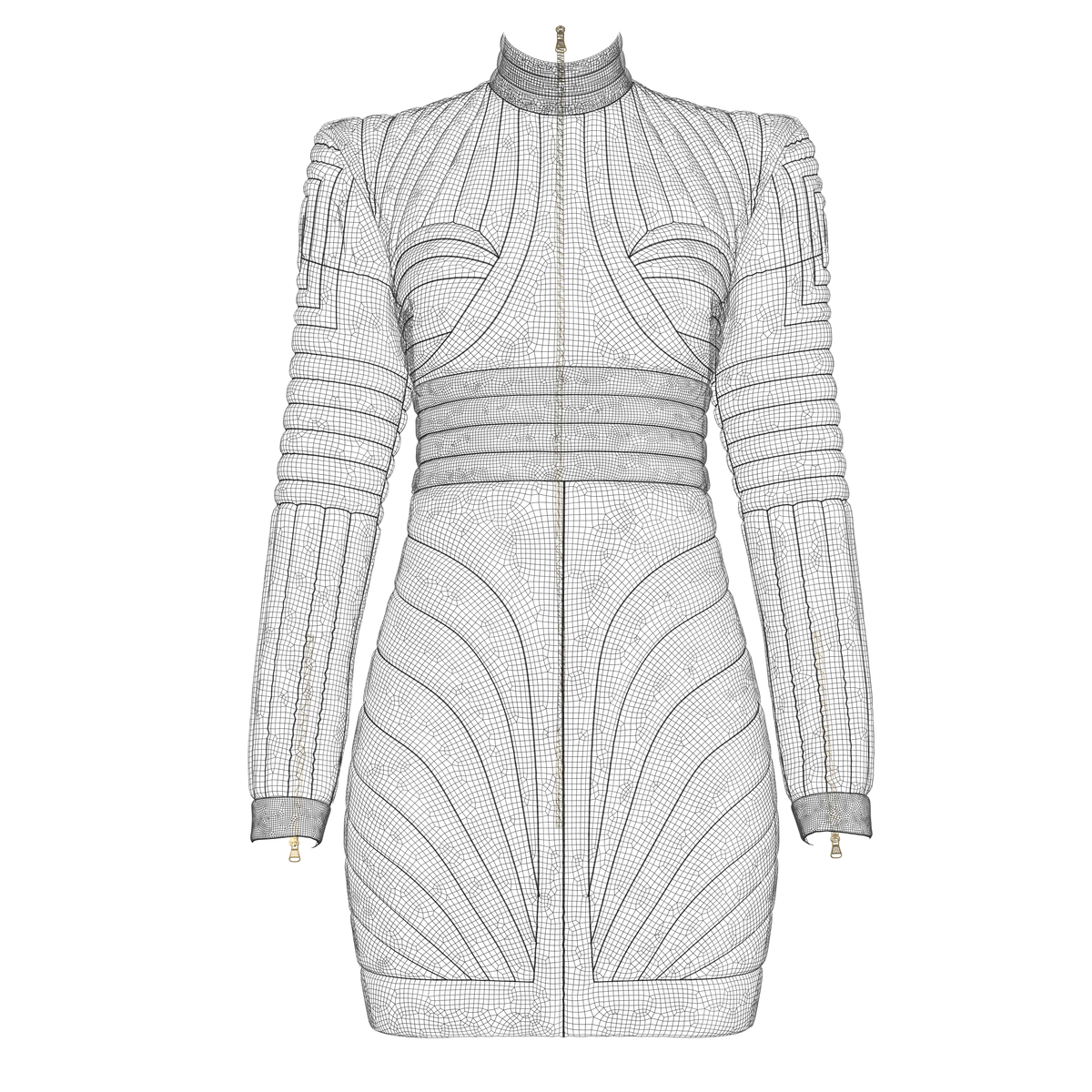 Women Leather padded dress 3d Model Marvelous Designer-Clo3d-fbx-obj-Zprj