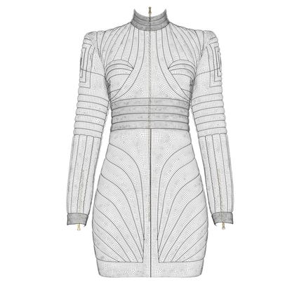 Women Leather padded dress 3d Model Marvelous Designer-Clo3d-fbx-obj-Zprj