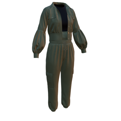 Women's Corduroy Cropped Jacket Outfit 3d Model Marvelous Designer-Clo3d-fbx-obj-Zprj